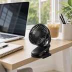 ClipCool clip fan for bright home office desks