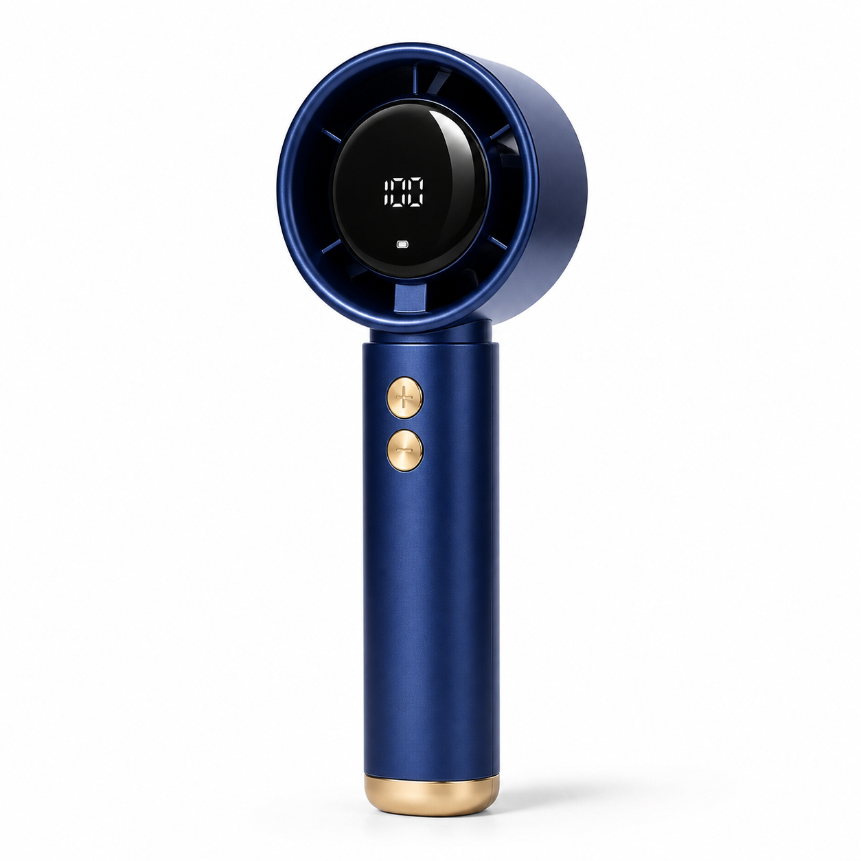 Pocket Breeze rechargeable handheld fan in deep navy blue