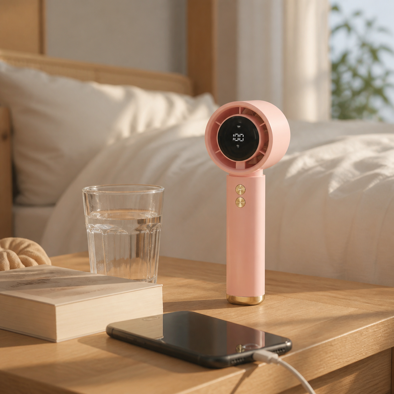 Pocket Breeze bedside fan for warm summer evenings