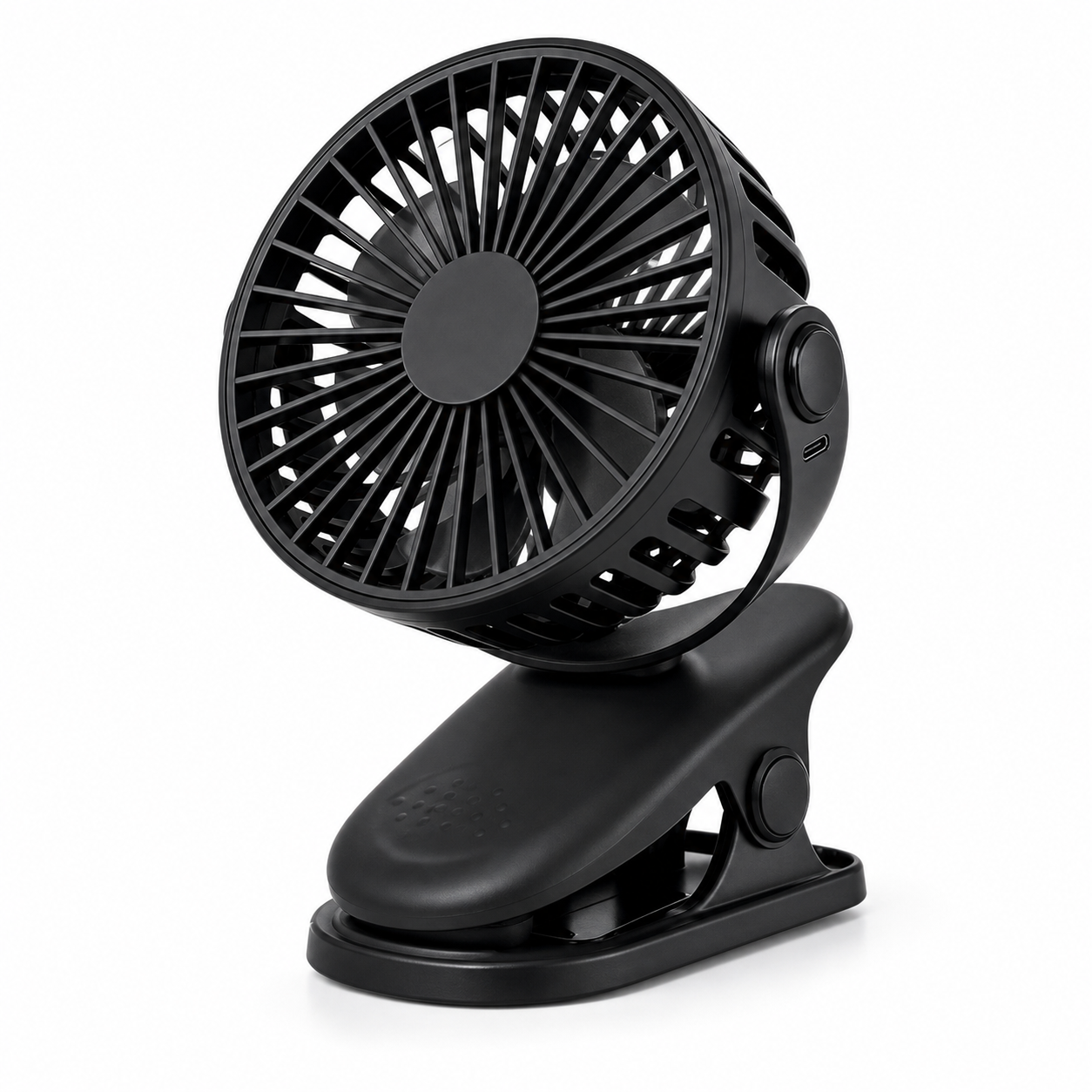 ClipCool rechargeable clip fan standing as a mini desk fan