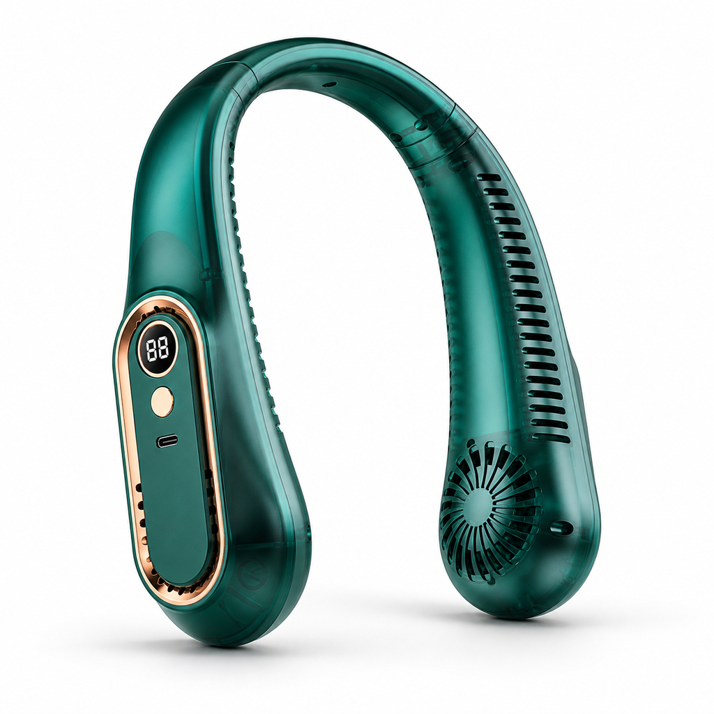 BreezeLoop wearable neck fan in green